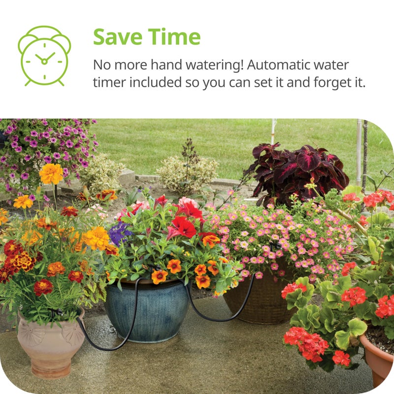 Raindrip R560DP Drip Watering System, Automatic Drip Irrigation System with Timer for Containers and Hanging Baskets, Waters up to 20 Plants, Includes 20 Drippers, Black - Image 4